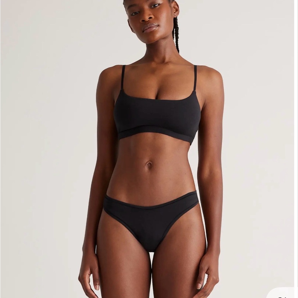 Quince Black Scoop Bralette and Bikini Brief Set